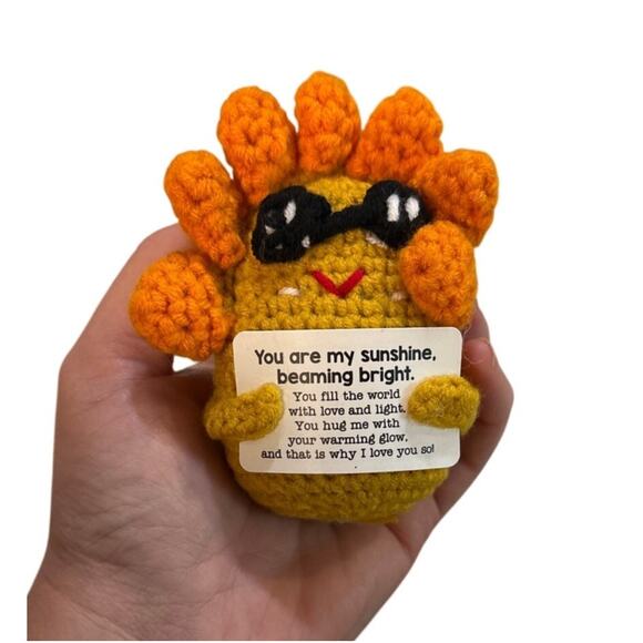 Vintage Crocheted Sun Ornament with Poem | Handmade Gift, 4" x 3.5" - Picture 1 of 4